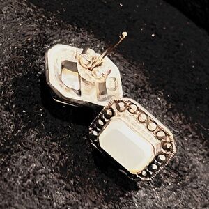 VTG Judith Jack Sterling Silver and Mother of Pearl with Marcasite Stud Earrings